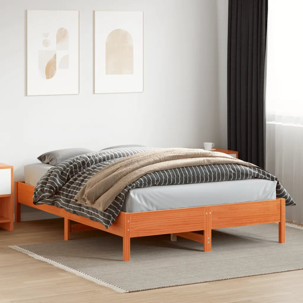 Letto senza Materasso-Struttura Letto Marrone Cera 160x200 cm in Legno di Pino 352666