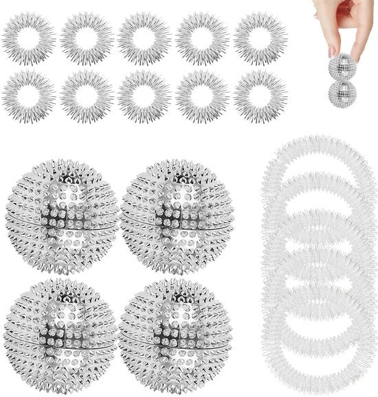Set di massaggi 4 pezzi - palline di acupressione - accessori per massaggi - bracciali per massaggi - riduzione dello stress - durata e leggerezza - ausilio per massaggi