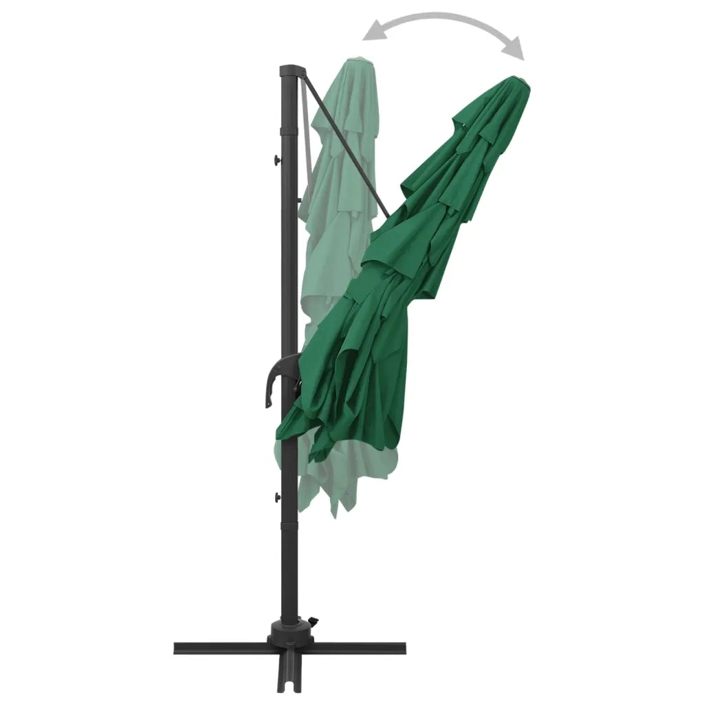 Ombrellone a Sbalzo 4 Livelli Palo Alluminio 250x250 cm Verde 313821
