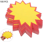 100 pezzi - biglietti di prezzo in carta - per supermercati e negozi - per negozi, articoli da ufficio e presentazioni - 17×13cm - non adesivi - rossogiallo