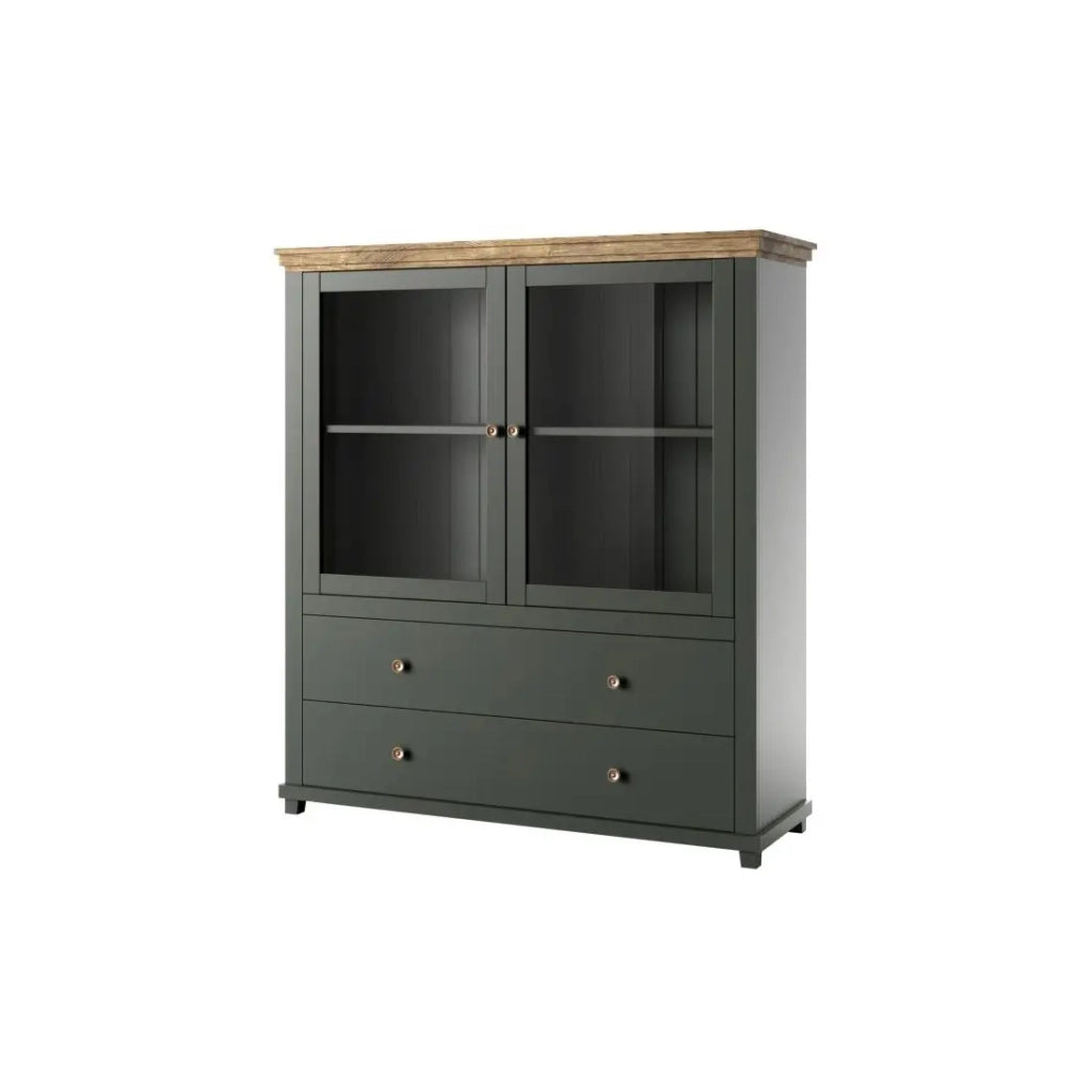 Credenza collezione ASSIA. Colori verde e rovere. 2 Porte e 2 Cassetti