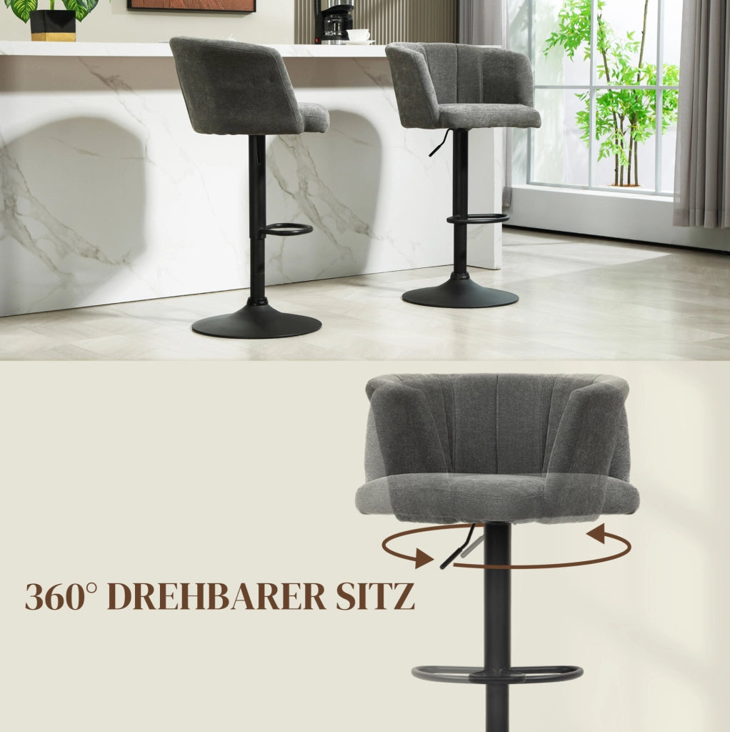 Set 2 sgabelli da bar girevoli grigio scuro