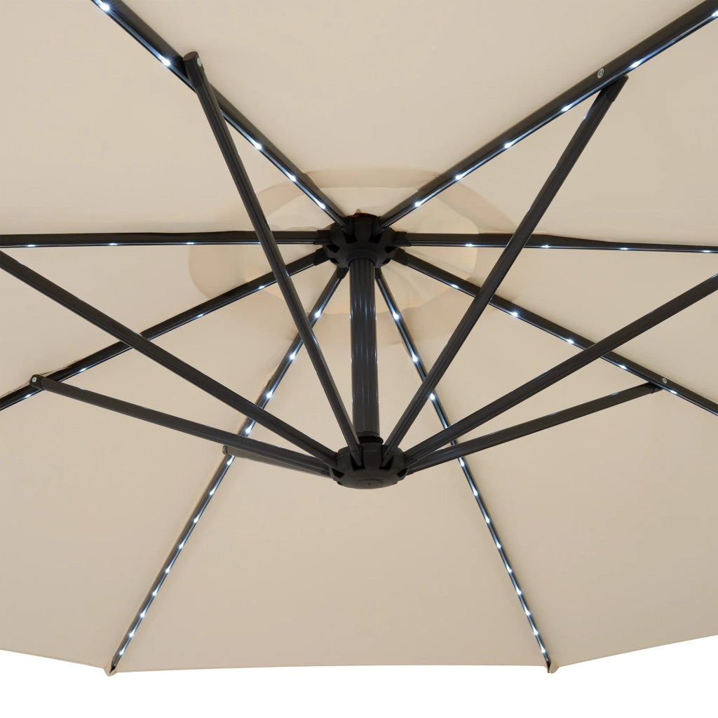 Ombrellone LED Decentrato 3m Cream Banana con Base 4 Pesi 56kg