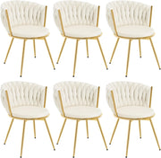 Sedie da Pranzo Girevoli Set di 6, Sedie da Cucina Ergonomiche Imbottite con Gambe in Metallo, Seduta in Velluto per Cucina, Soggiorno, Balcone, Beige, EZS84be-6
