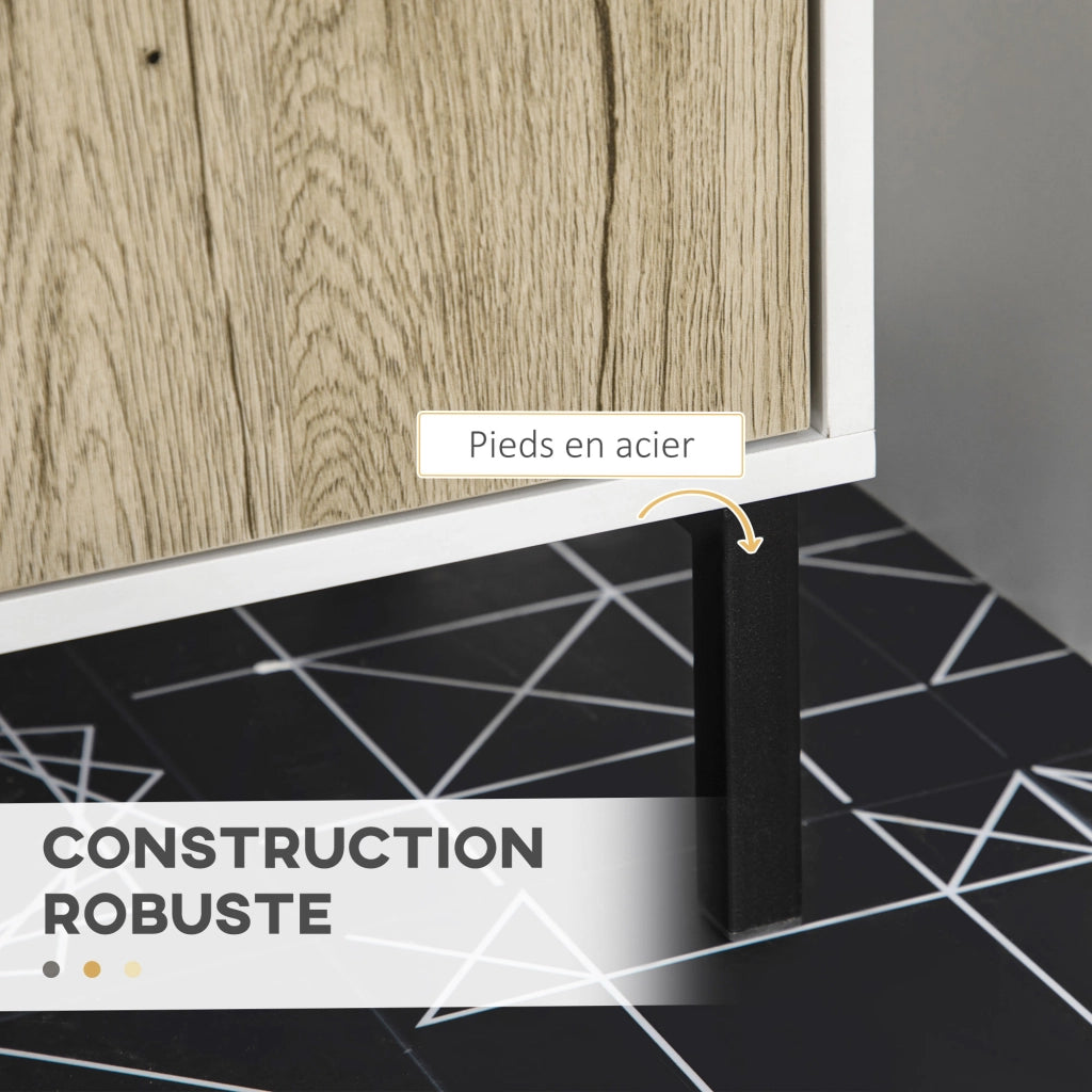 Mobile Sottolavabo Moderno con Ante ¨C Zephmum ¨C Bianco e Legno 60x30x60 cm
