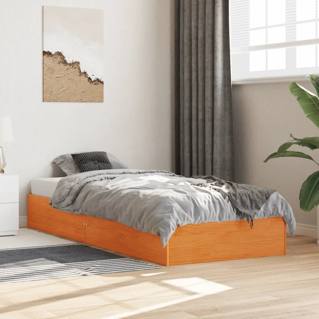 Letto senza Materasso-Struttura Letto Marrone Cera 75x190 cm in Legno di Pino 529376