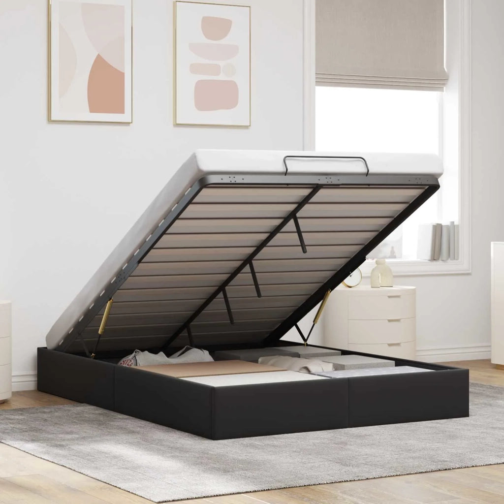 Letto ottomano Nero 153 x 203 cm Velluto 3403076