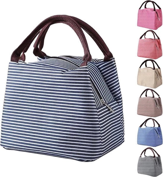 Borsa isolata per picnic unica pezza, borsa da viaggio per pranzo, borsa riutilizzabile per bambini, adulti, uomini, termos, impermeabile per scuola e ufficio, 5,5 l - blu marino