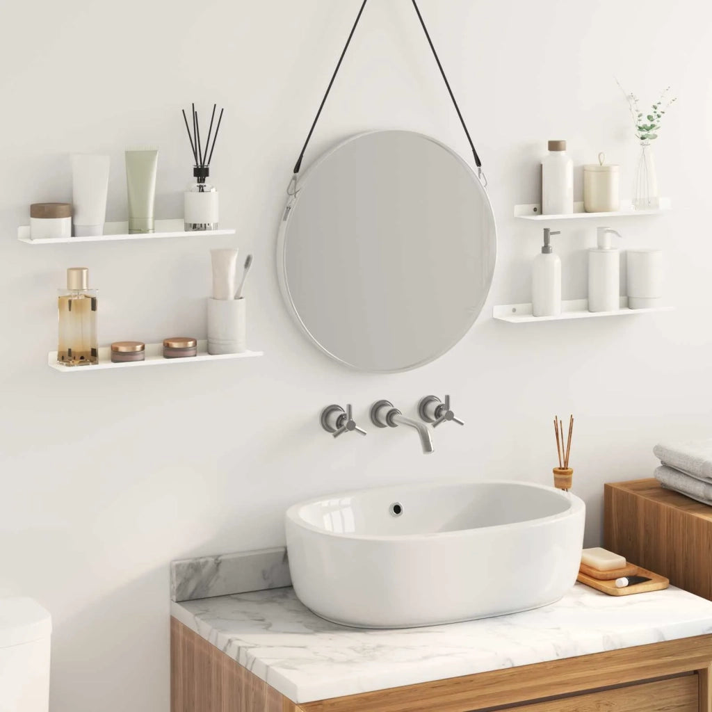 Mensola sospesa 4 pcs Bianco 40 x 8,5 x 2,5 cm Acciaio