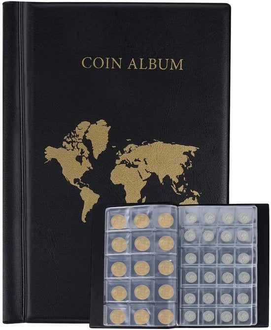 Album per collezione di monete 300 schede - 14 pagine - 21,5x17x1,7cm - Nero