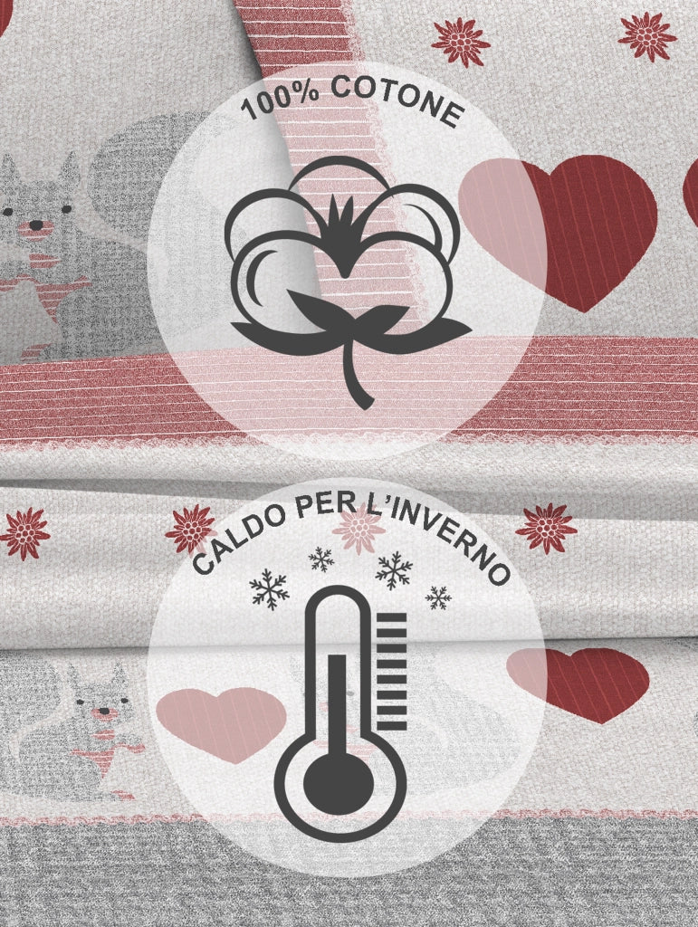 Completo Letto in Flanella Calda e Morbida Anti Pilling - Set Flanellato 3 Misure parure con Federe - Scoiattolo rosso - 1 Piazza e mezza