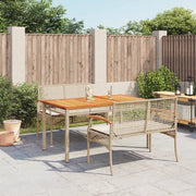 Set da Pranzo da Giardino 3 pz con Cuscini Beige in Polyrattan