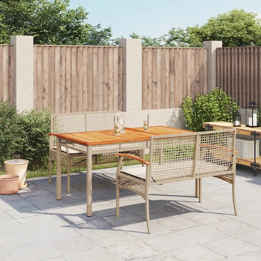 Set da Pranzo da Giardino 3 pz con Cuscini Beige in Polyrattan