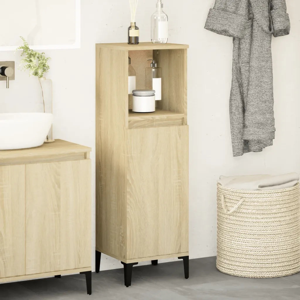 Armadietto da Bagno Rovere Sonoma 30x30x100cm Legno Multistrato 847389