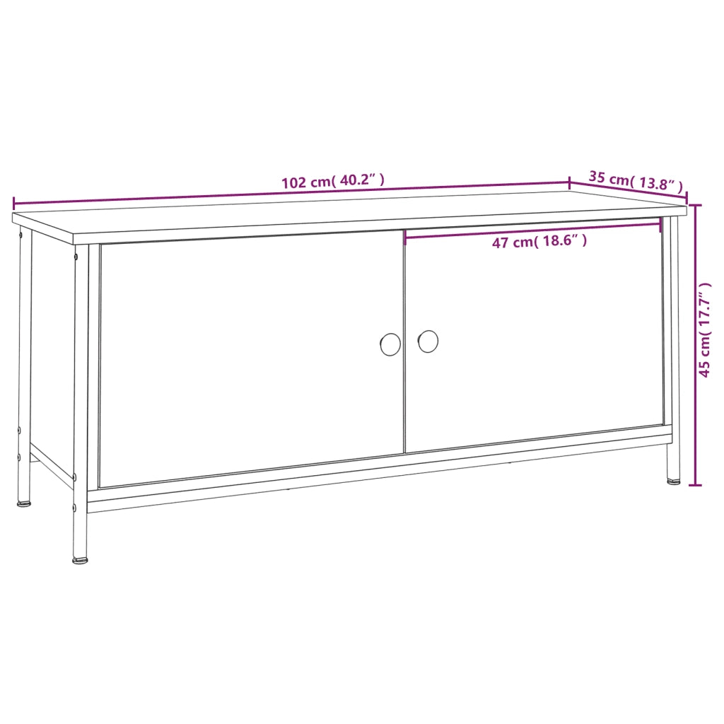 Mobile TV con Ante Rovere Sonoma 102x35x45 cm Legno Multistrato
