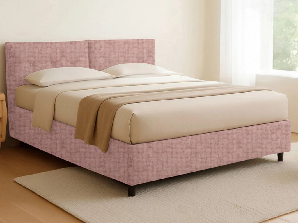 Bath, Letto Matrimoniale Sfoderabile Made in Italy, Rosa