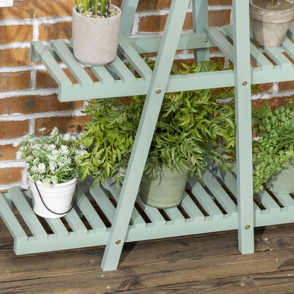 Libreria per piante in legno 3 livelli ¨C zephmum ¨C verde 76x26x76 cm