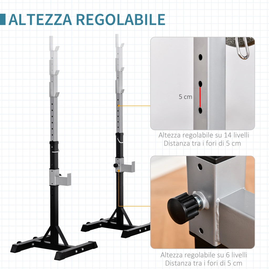 Rack Porta Bilanciere Acciaio ¨C Zephmum ¨C Nero 55x57x105-170cm