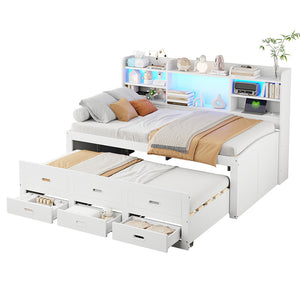 Daybed - Xylo - 90x200 cm LED USB 3 cassetti bianco