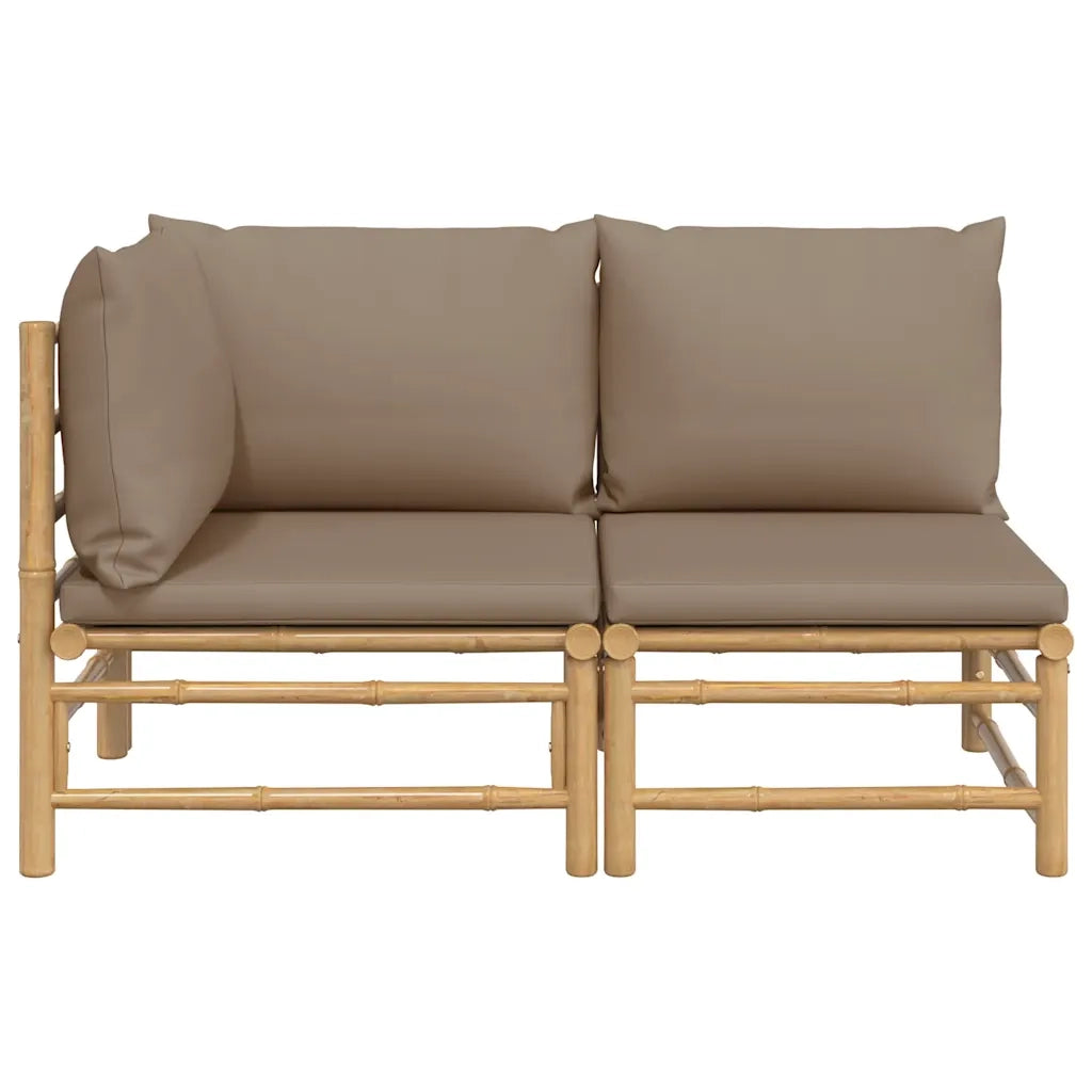 Salotto da Giardino-Set Salotto da Giardino 2pz con Cuscini Tortora Bamb¨´ 663699