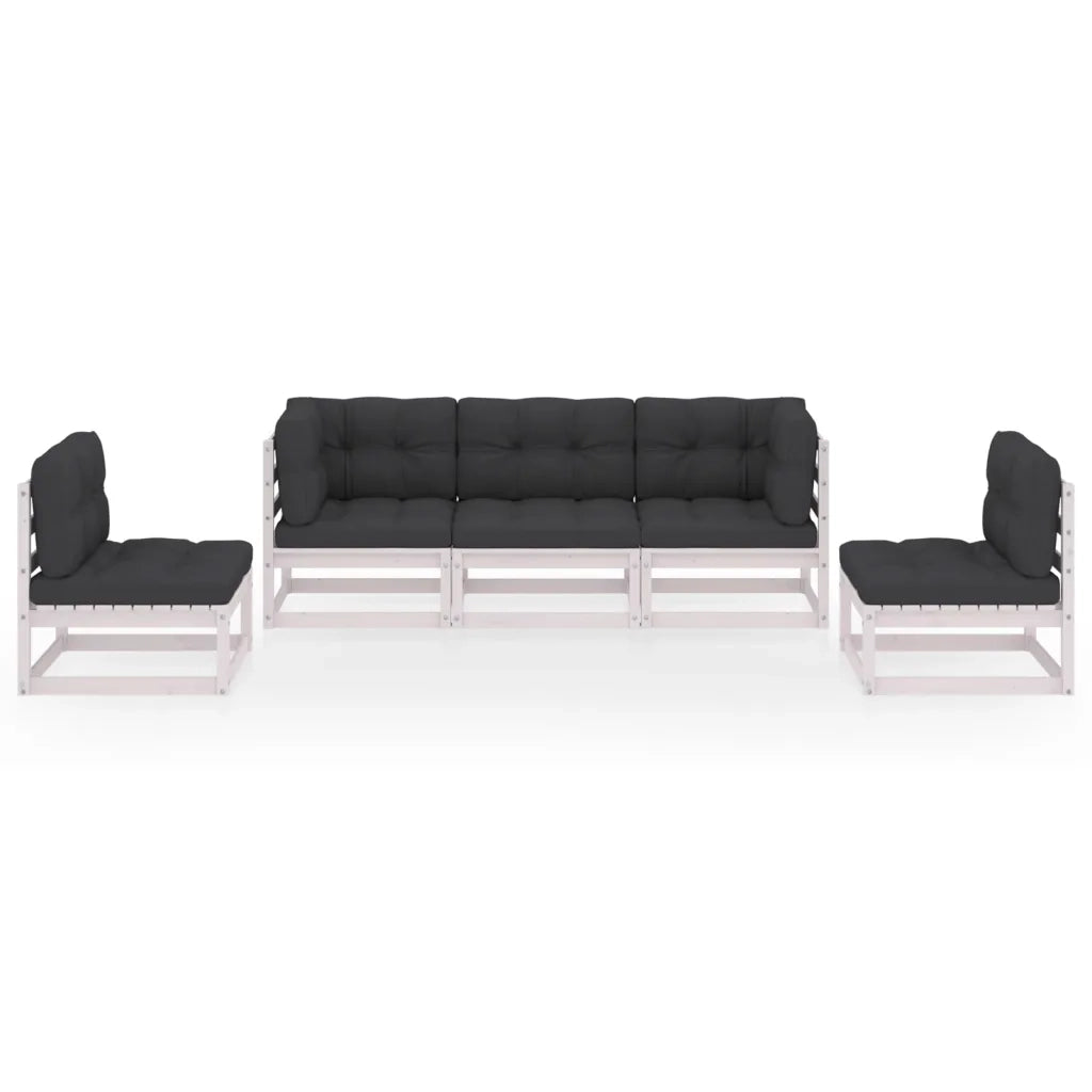 Set Divani da Giardino 5 pz con Cuscini Legno Massello di Pino 3076440