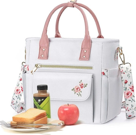 Borsa grande impermeabile isolata per donne con disegno floreale – Ideale per lavoro e picnic