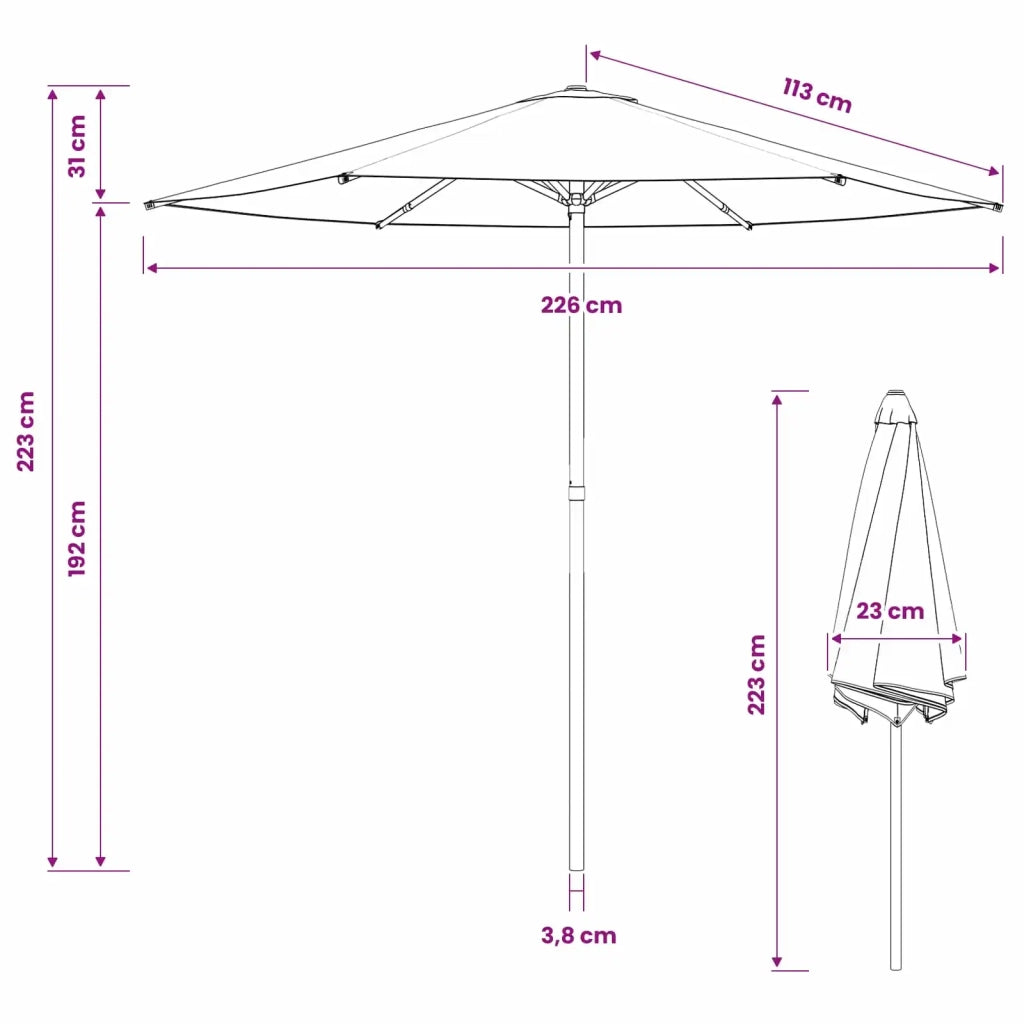 Ombrellone da giardino-Parasole da Giardino con Base 230 x 230 cm Poliestere 283382