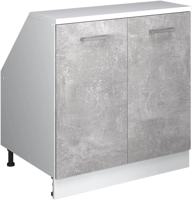 Mobile sottotetto Rion, Calcestruzzo, 80 x 81.6 cm con 2 porte, carcassa 60 cm profondità, adatto per il salvaspazio sotto tetti spioventi