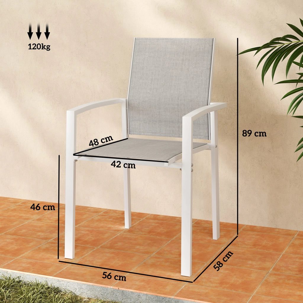 Sedia da giardino impilabile ¨C zephmum ¨C 2 pezzi, grigio chiaro, 56x58x89 cm