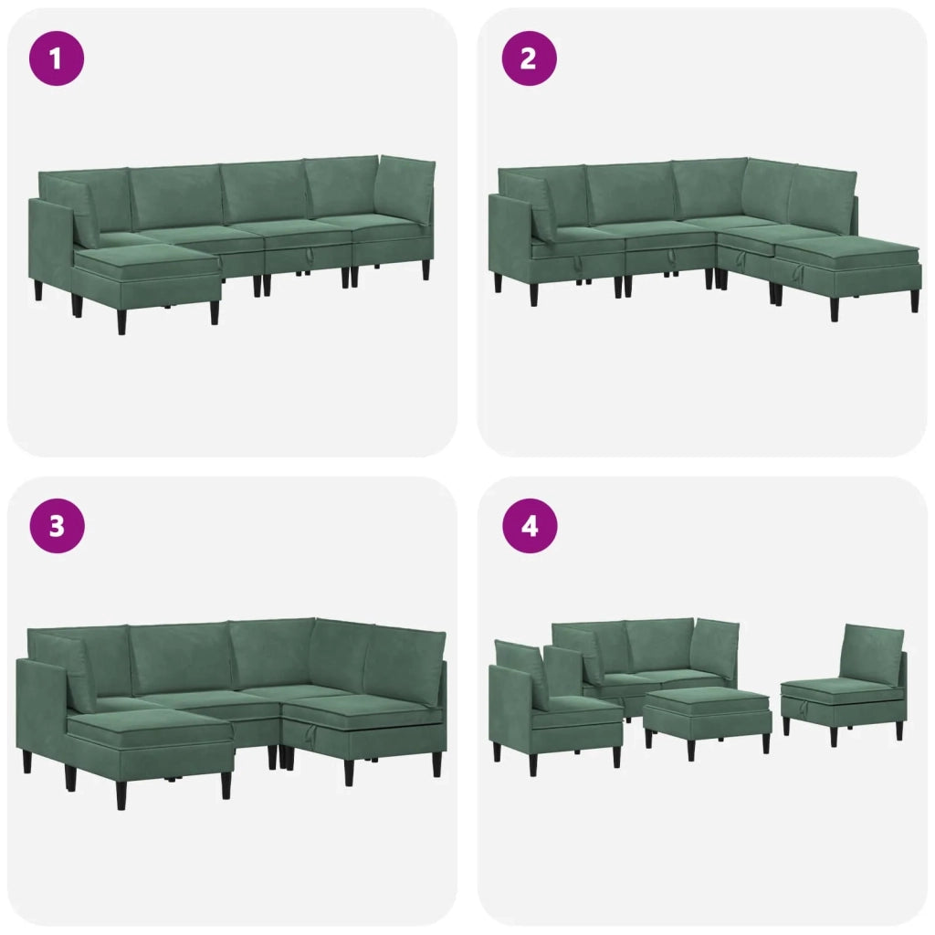 Set di mobili per il soggiorno 5 pcs Verde Mare Velluto