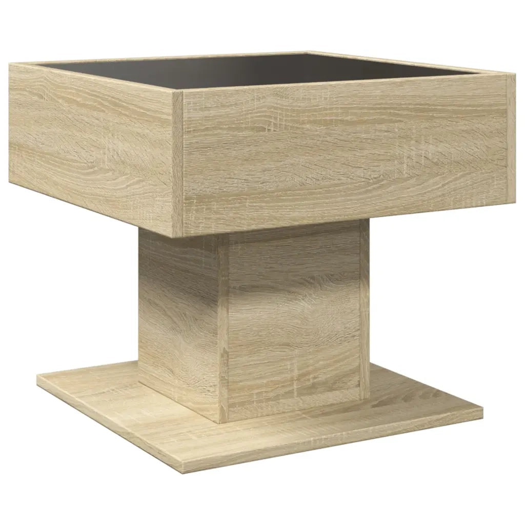 Tavolino salotto | Tavolino da caff¨¨ | Tavolino da Soggiorno con LED Rovere Sonoma 50x50x45 cm Multistrato