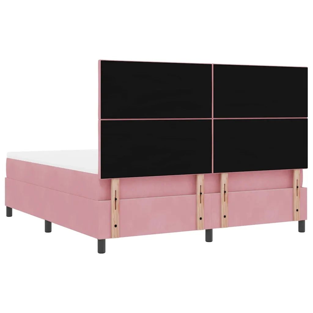 Letto a Sorgente LED con materasso Rosa 180 x 200 cm Velluto 3343399