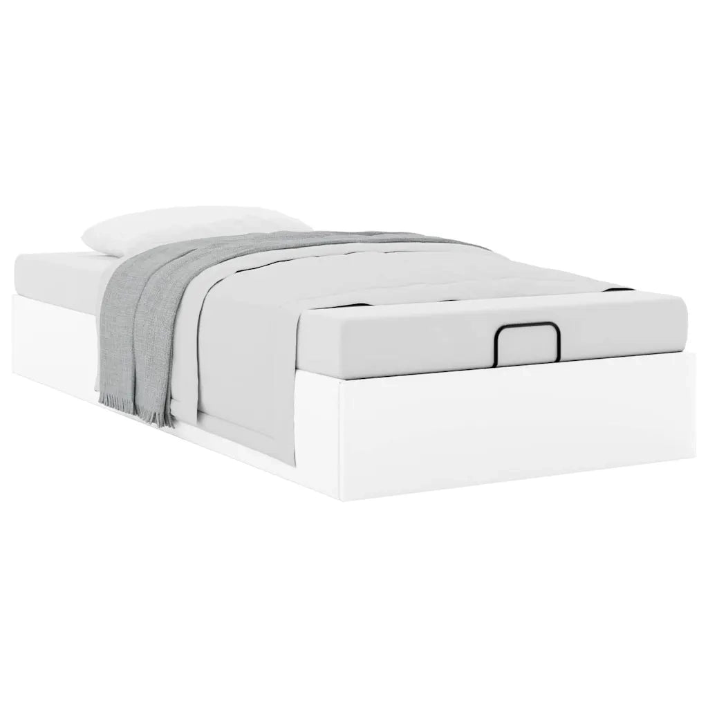 Struttura Letto Pouf senza Materasso Bianco 80x200cm Similpelle