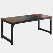 Scrivania per 6 posti per ufficio e sala riunioni in metallo e legno nero e marrone