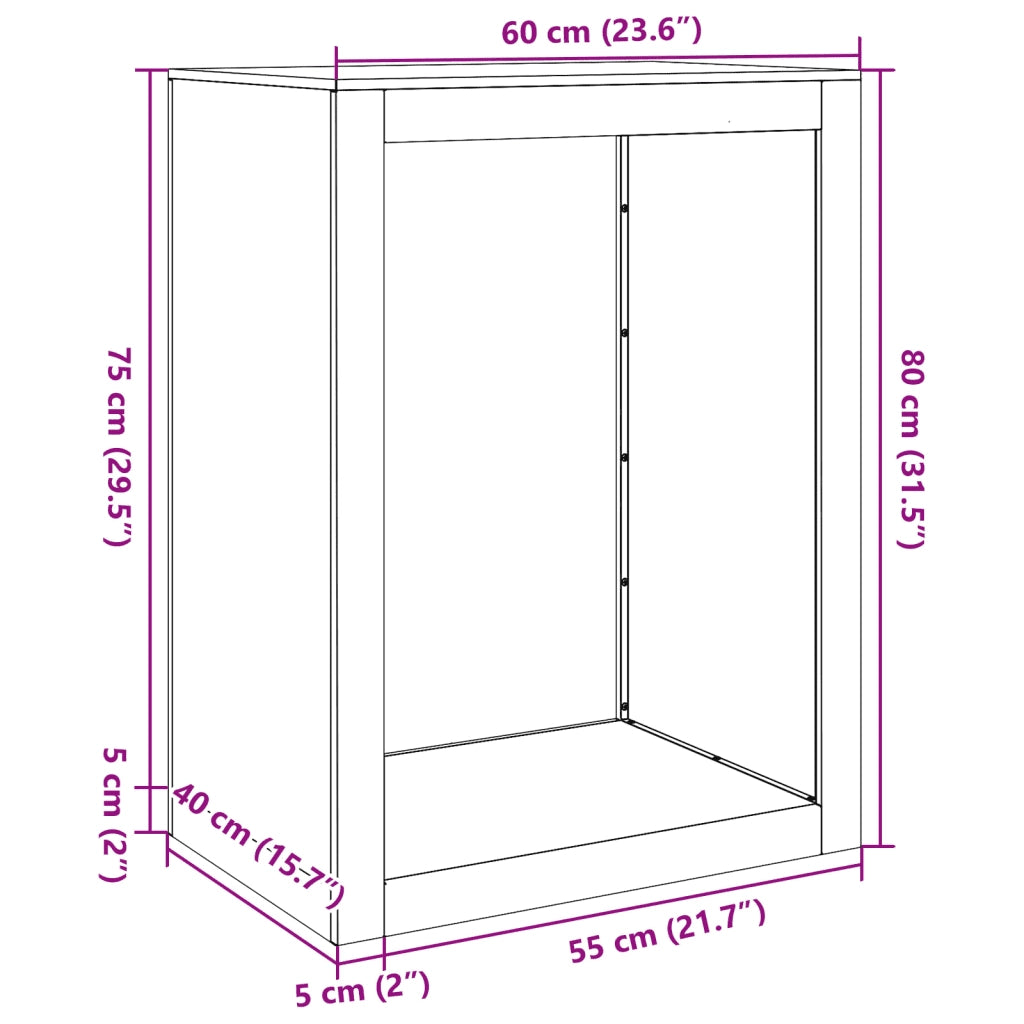 Rastrelliera per Legna da Ardere 60x40x80 cm in Acciaio Inox 851000