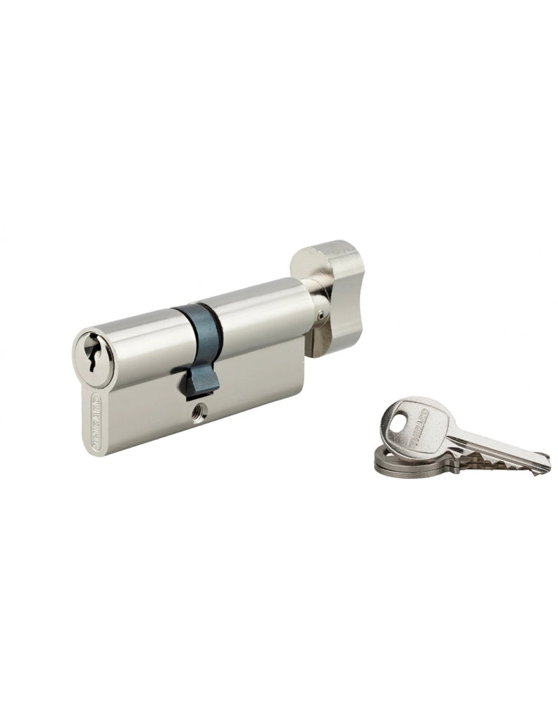 Cilindro europeo per serratura a pomolo SA  40Bx30mm, anti estrazione, nichel, 3 chiavi - THIRARD