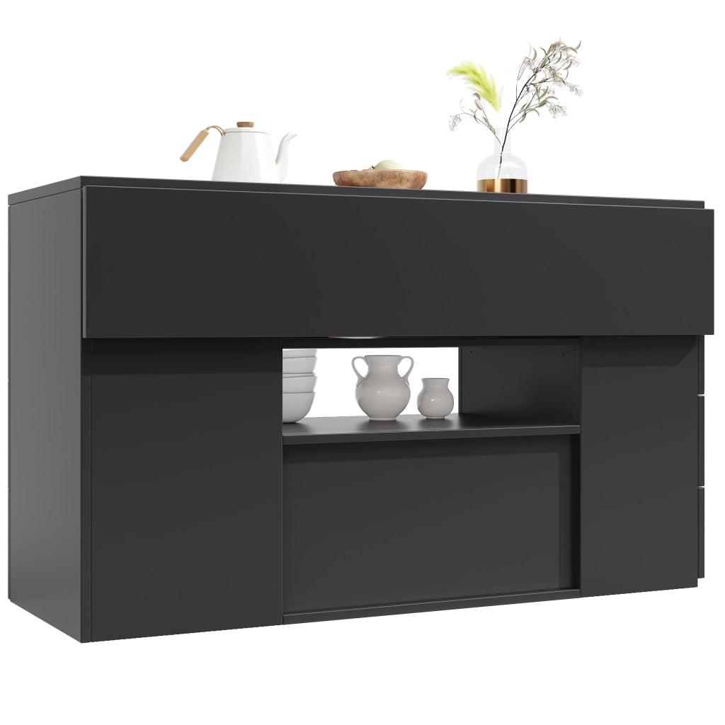 Tavolo da Cucina con Sgabelli e Cassetti, Allungabile ¨C MINIMAL ¨C Bianco/Nero 140x40x89 cm
