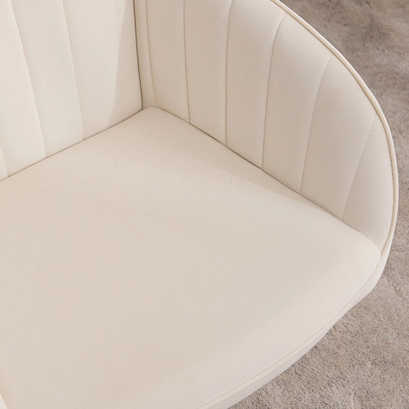 Sedia da ufficio girevole regolabile con schienale ergonomico e rotazione a 360 gradi in velluto bianco per casa