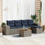 Set Divano da Giardino 6 pz con Cuscini Grigio in Polyrattan