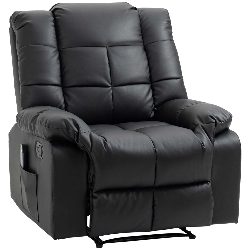 Poltrona relax elettrica con funzione massaggio, rivestimento in pelle sintetica, nera 94x99x99 cm