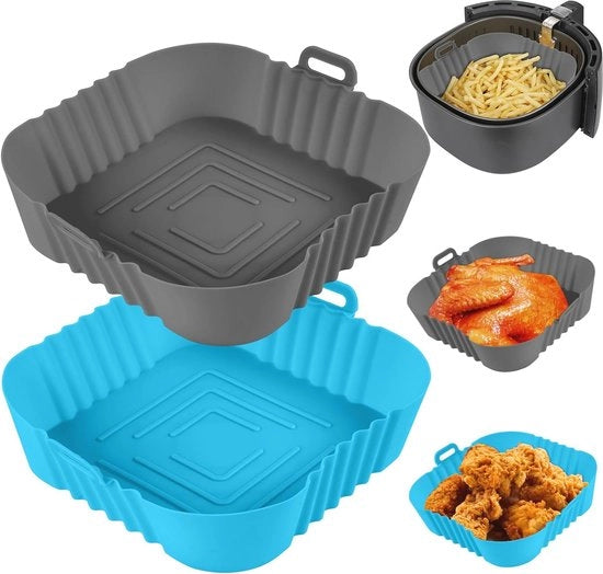 Liner per Airfryer in Silicone Riciclabile - 2 pezzi da 7,8 Pollici per Cucina Facile