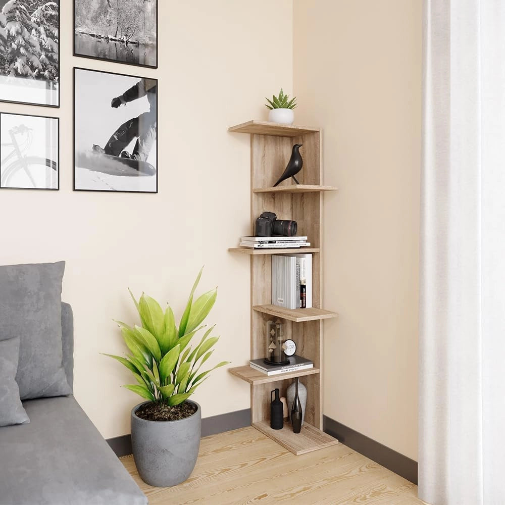 Scaffale angolare Tera, Sonoma, 37 x 140.1 cm, utilizzabile per riporre libri e oggetti decorativi