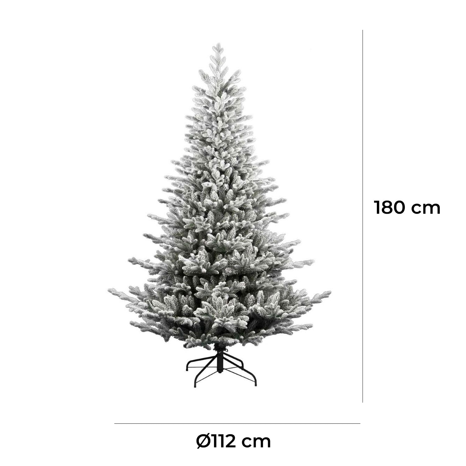 Albero di Natale Artificiale Floccato Effetto Realistico Innevato 180 cm 646 Rami Montaggio a Ombrello Effetto Neve