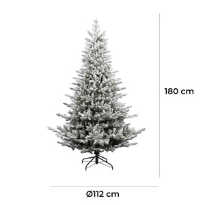 Albero di Natale Artificiale Floccato Effetto Realistico Innevato 180 cm 646 Rami Montaggio a Ombrello Effetto Neve