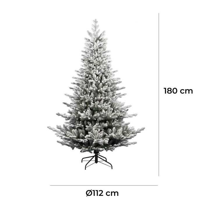 Albero di Natale Artificiale Floccato Effetto Realistico Innevato 180 cm 646 Rami Montaggio a Ombrello Effetto Neve