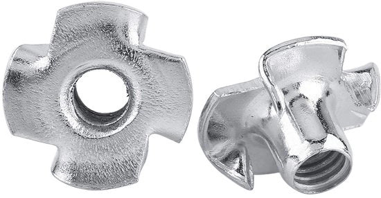 Set di Moeren in Acciaio di Carbone - T Moeren con Quattro Denti - T Moeren Verzinkati - Mobili di Lavorazione del Legno - Set di Moeren in Acciaio di Carbone (M6×50) - Houtmoer con Moeren in Acciaio di Carbone