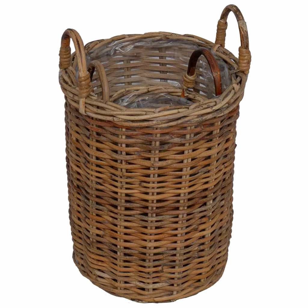 Cesto per Piante con archiviazione 2 pcs Marrone Rattan Kubu