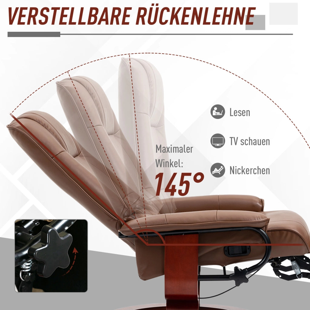 Poltrona Relax Reclinabile 360¡ã Girevole ¨C Zephmum ¨C Pelle Sintetica Marrone