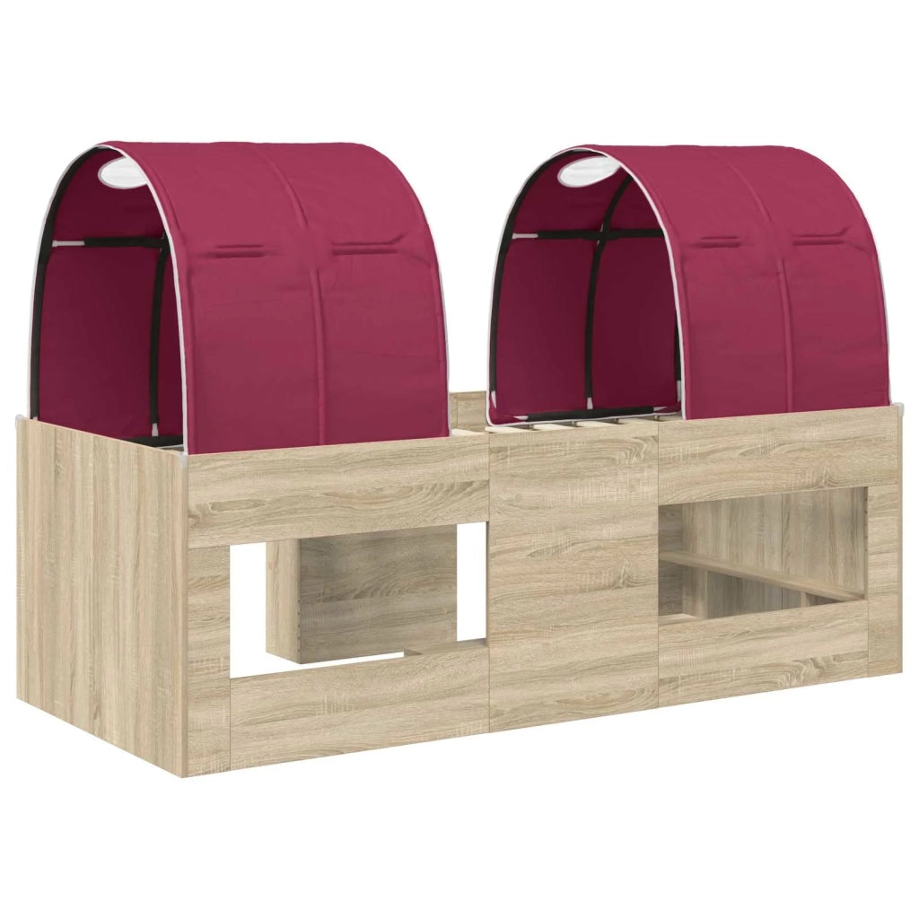 Letto con Tunnel 3 pz Rovere Sonoma e Rosso 3423567
