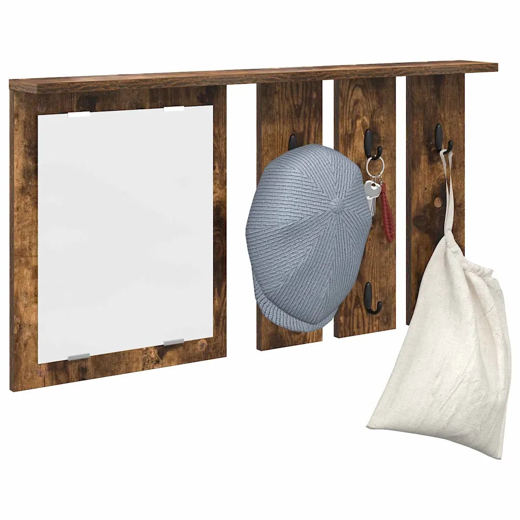 vidaXL Appendiabiti a muro con lo scaffale Rovere fumo 85 x 10 x 45 cm